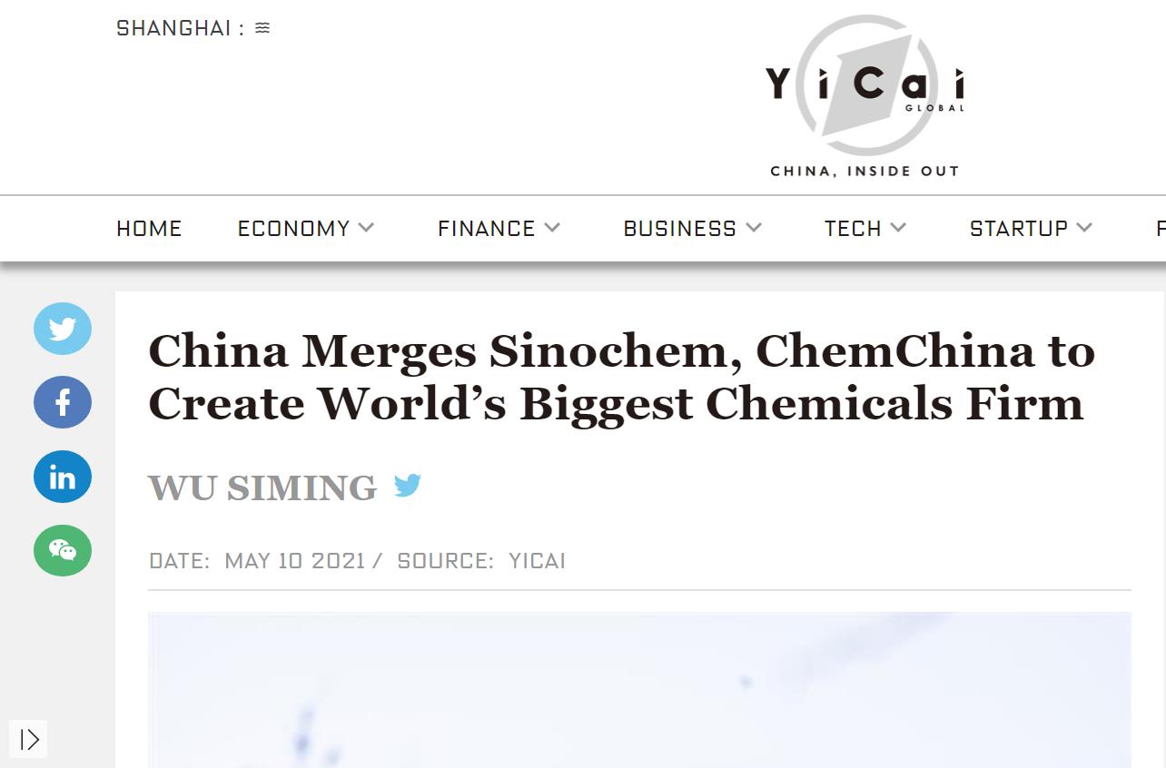 China Merges Sinochem, ChemChina to Create World’s Biggest Chemicals Firm