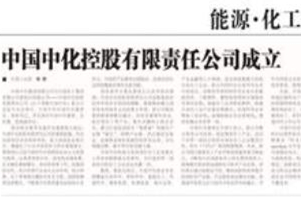 中國中化控股有限責任公司成立