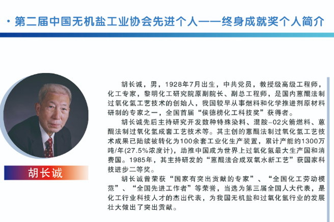 黎明院胡長(cháng)誠榮獲中國無(wú)機鹽行業(yè)終身成就獎　